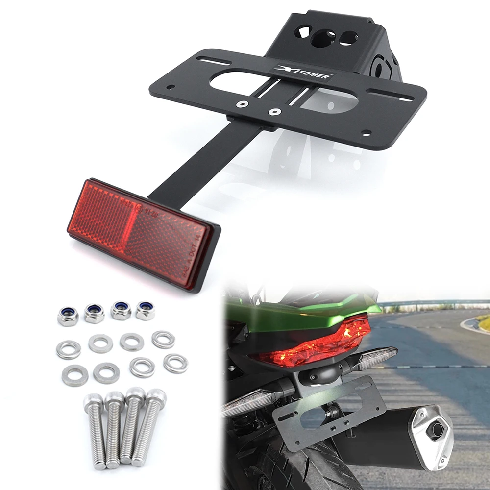 

For KAWASAKI NINJA250 NINJA400 2018-2025 Z250 Z400 Motorcycle Rear Tail Tidy Aluminum License Plate Holder Fender Eliminator Kit