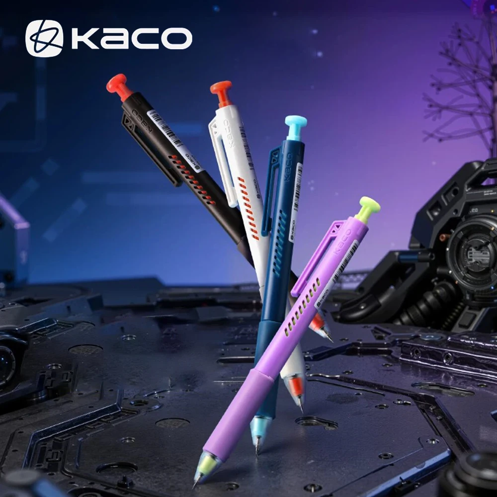 4pcs KACO Gel Pens 0.5mm Fast Dry Ink Ergonomic Soft Grip Kawaii Pen for Student Study Office Signature Hand Account Writing