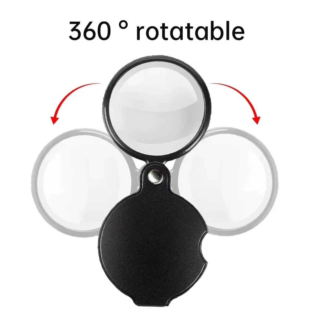 Portable 50/60/70mm Small Magnifying Glasses Leather Protective Case Mini Folding Magnifying Handheld Pocket Magnifier Reading