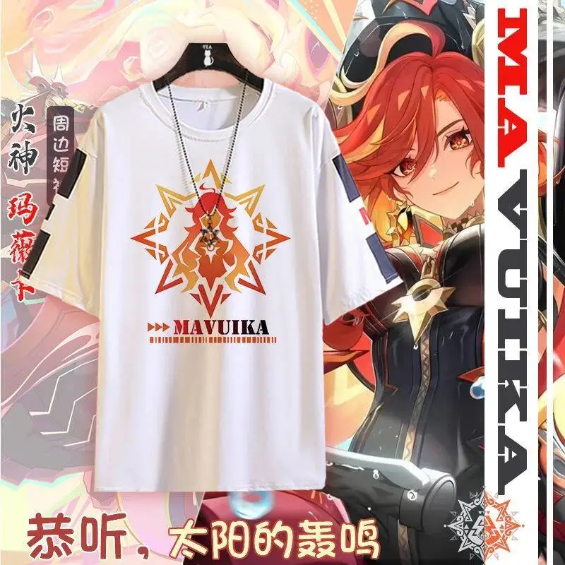 

Anime Game GS Impact Cos Arlecchino Citlali Mavuika Furina Hutao Etc. 2025 Unisex Daily Loose Cartoon Print Top T-Shirt Gift