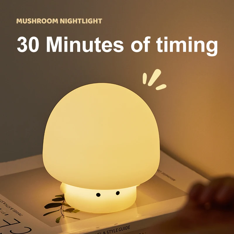 Cute LED Silicone Rechargeable Night Light Touch Sensor Dimming Lamp Timing Cartoon Bedside Decor Stuff Gift for Baby Children