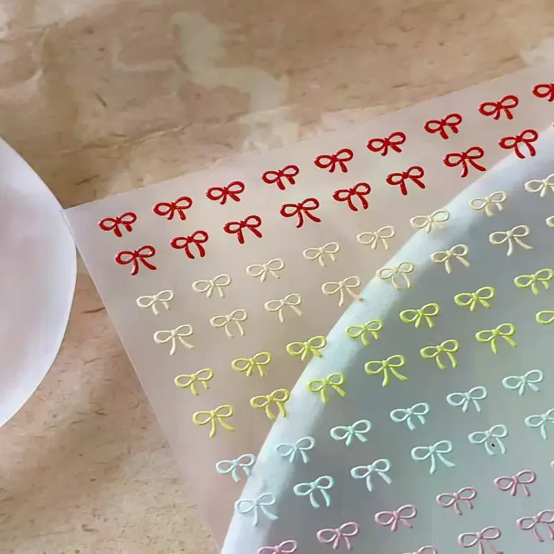 1 vel gemengde kleur boog nail art stickers reliëf schattige strik nagel charmes boog manicure decoratie