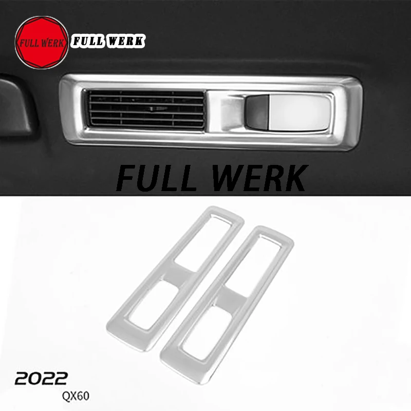 SS Car Interior Decoration for Infiniti QX60 2022 Window Switch Air Vent Reading Light Tailgate Handle Trim Sticker Cover Access