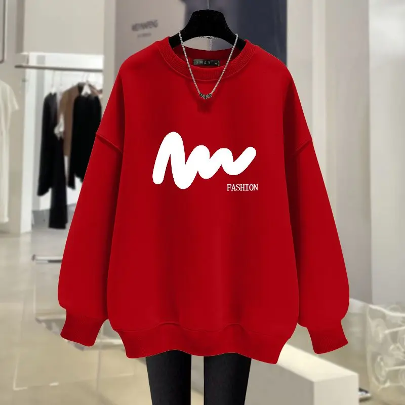 Autumn Winter Women Clothing Cartoon Printed Sweatshirts Fashion Y2K O-neck Long Sleeve Pullovers Vintage Casual Loose Hoodies