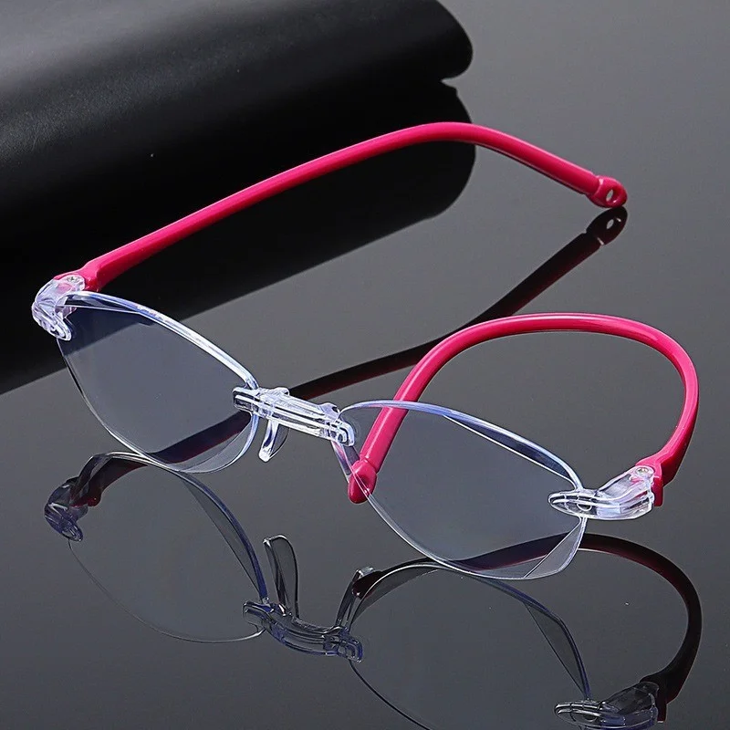 

5pcs Reading Glasses Blue Light Blocking Presbyopia Comfortable Simple Fashion Rimless Cut Edge Presbyopia Glasses
