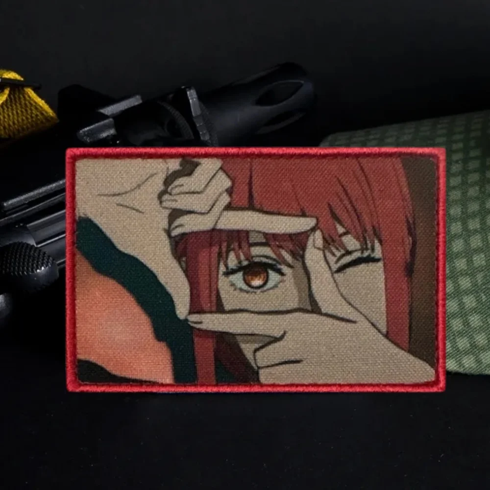 

Animation Chainsaw Mania Morale Badge Printed Patches Makima Hook and Loop Military Patch Tactical Backpack Accessories Sticker