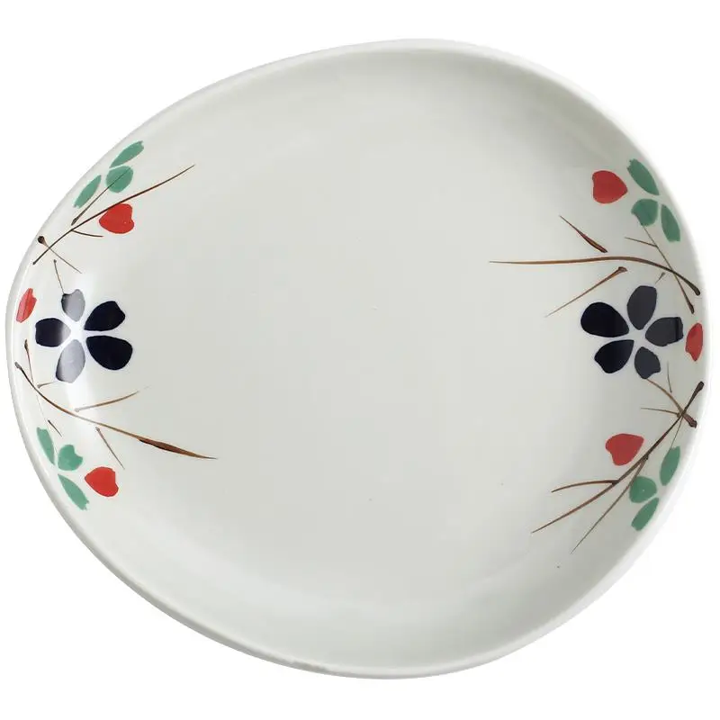 Irregular Ceramic Plate Personalized Hand-painted Japanese Dishes 11 Inch Home Dumpling Sushi