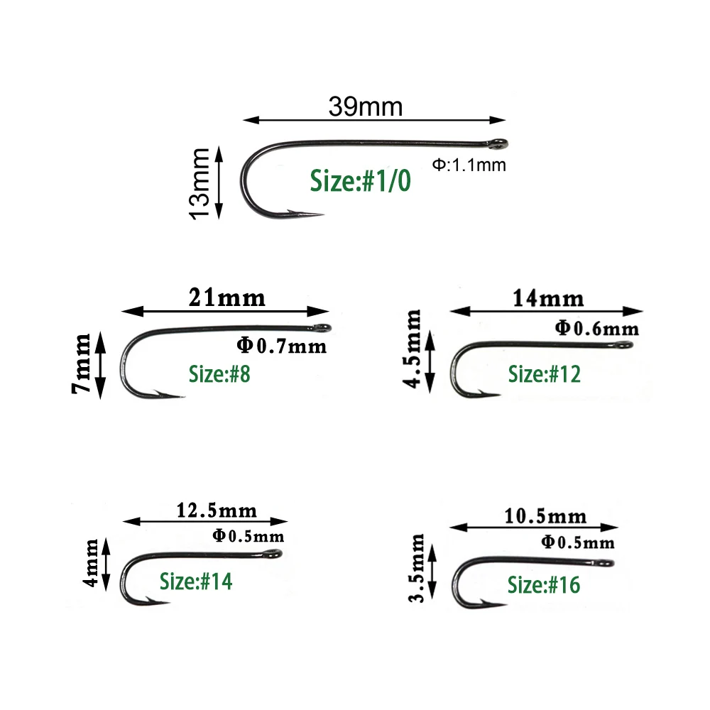 Wifreo 100 sztuk Aberdeen długi trzon haczyk na ryby słonowodne słodkowodne haczyki wędkarskie Sabiki Rig Streamer Fly Hook rozmiar 16 do 2/0 3/0