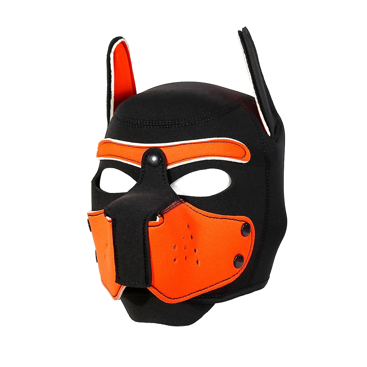 Men Women Puppy Cosplay and Role Play Sexy Costumes of Latex Rubber Padded Dog Mask Hood with Adjustable Collar Exotic Accessory