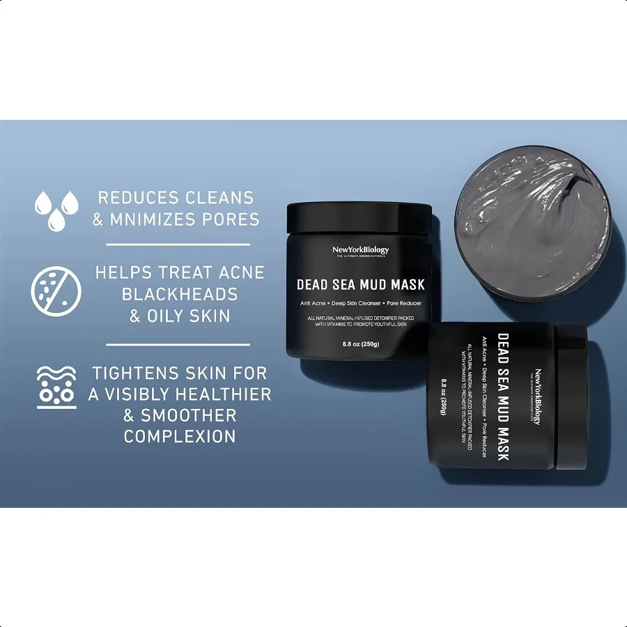 Nova york biologia máscara de lama do mar morto para rosto e corpo spa qualidade redutor de poros para acne cravos pele oleosa natural cuidados com a pele fo