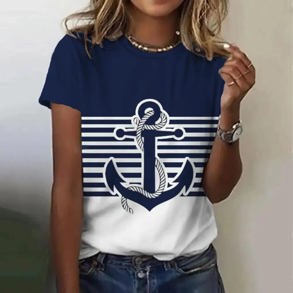 

Summer Boat Anchor 3D Print Women's T-Shirts Women Casual Short Sleeve T Shirt Fashion O-Neck Tees Harajuku Tops Female Clothing