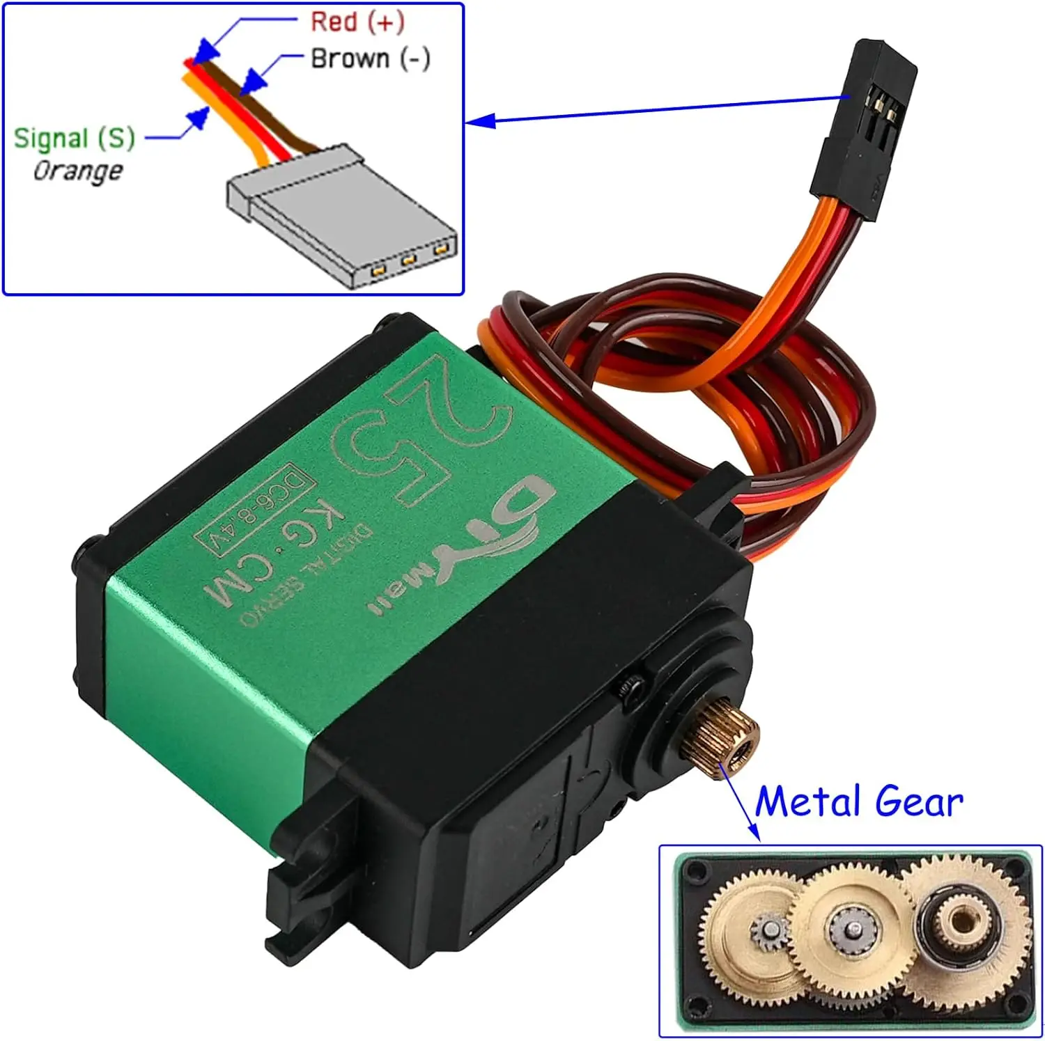 TD-8825MG Digital Servo 25kg High Torque 360 Degree Continuous Rotation Metal Gear RC Servo for Robot Gimbal Car Aircraft