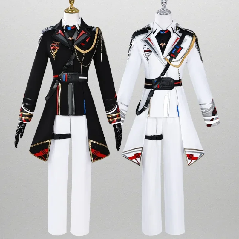 

Game Love and Deepspace Cosplay Costume Protagonist Caleb Cos Starship Uniforms Black White Version for Men Halloween Parties