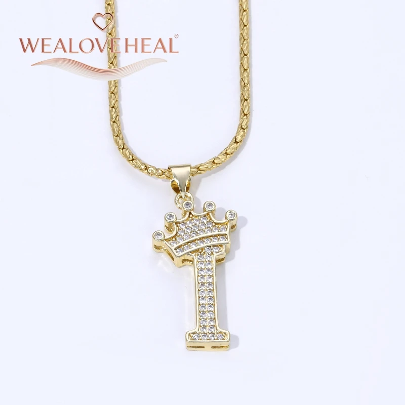 18K Vergoldete A-Z Kronen-Initial-Halskette, Iced Out CZ 26 Buchstaben-Anhänger-Kette, Personalisierter Hip-Hop-Schmuck Geschenk für Ihn und Sie – Detail 27