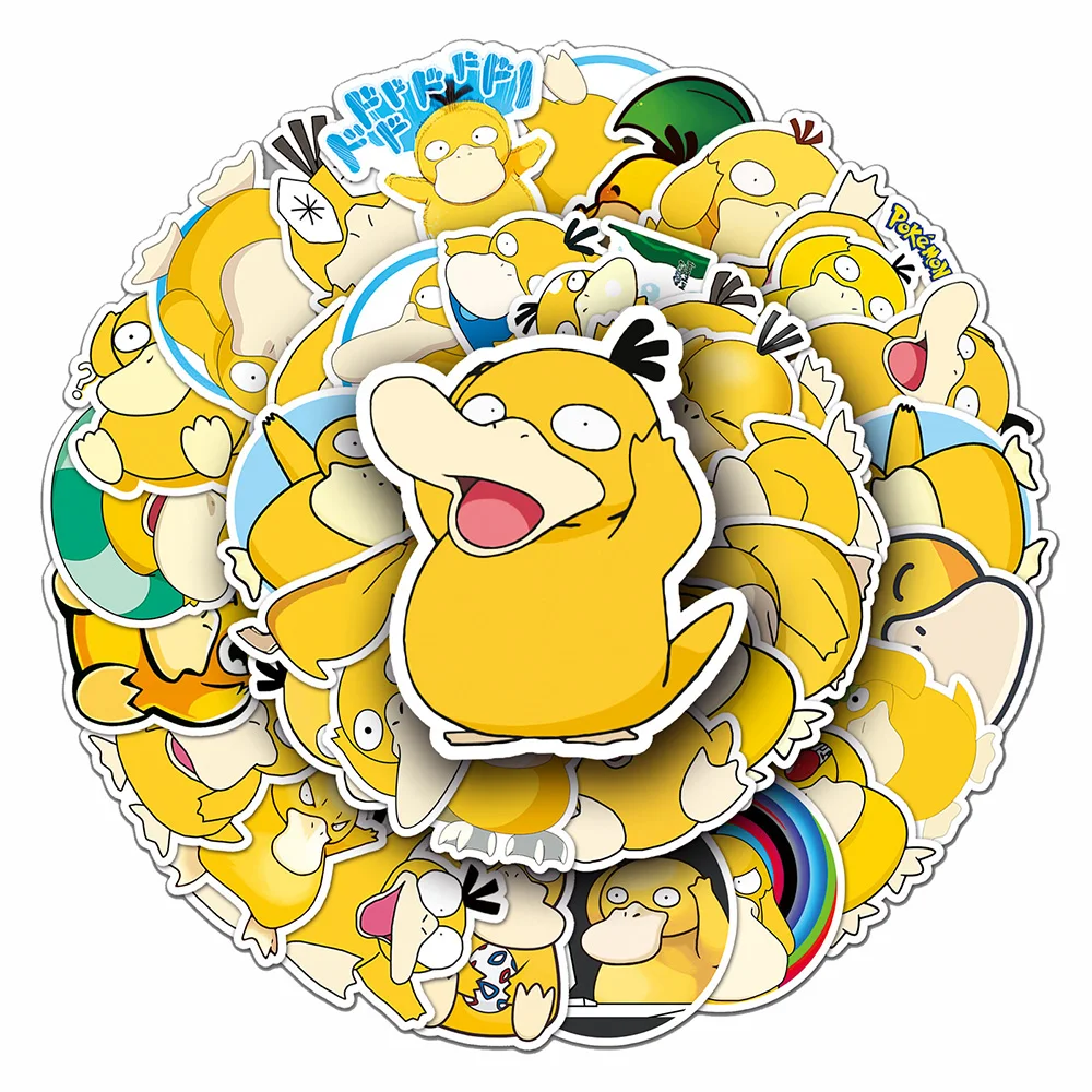 10/30/50PCS Funny Cartoon Psyduck Stickers Classic Anime Pokemon Graffiti Sticker DIY Skateboard Diary Car Cute Waterproof Decal