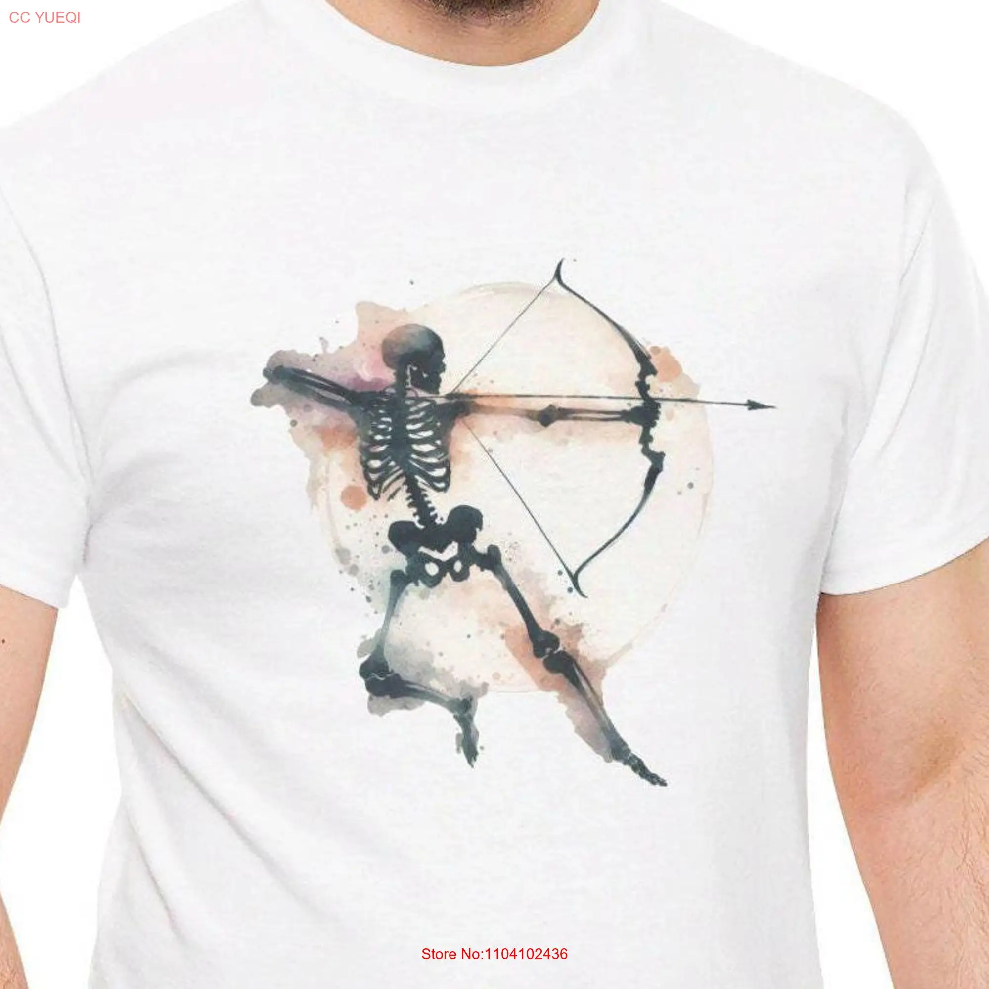 Skeleton Archery Heavy Cotton T Shirt Hit Target GifT Halloween Hobby Best Frien long or short sleeves