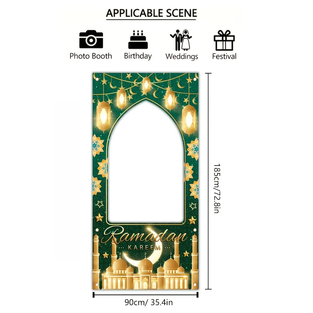 1 قطعة عيد الفطر الاحتفال البوليستر العلم رمضان كريم كابينة تصوير الدعامة مهرجان إطار صور داخلي في الهواء الطلق الطرف الديكور #3