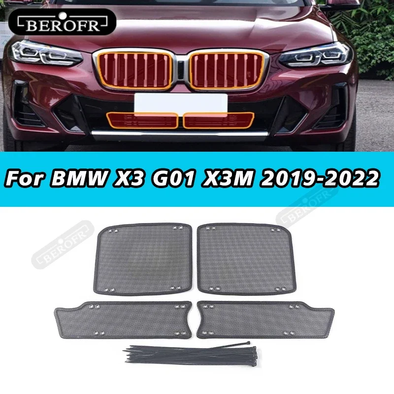 Stainless Steel Car Insect Screening Mesh Front Grille Insert Net Styling Accessories For BMW X3 G01 X3M 2019-2021