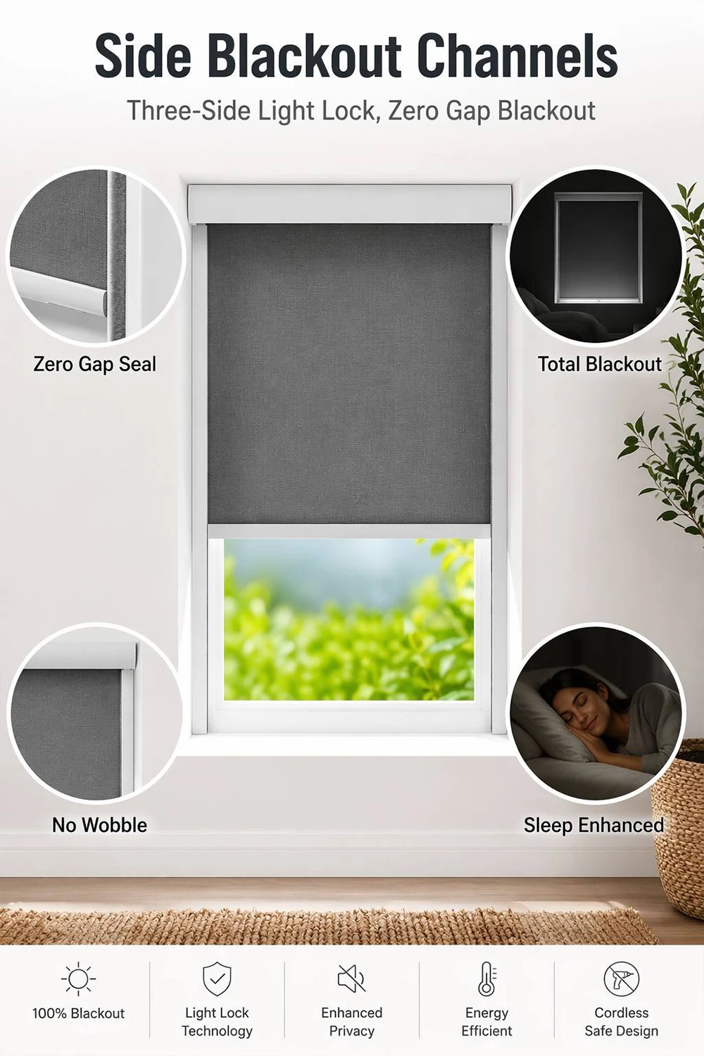 Blackout Roller Shades UV Ray Blocking Sunscreen Light Filter Window European American Household