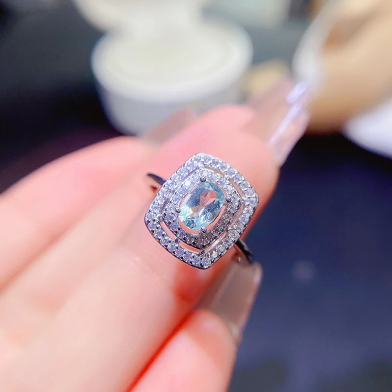 

Natural Aquamarine Rings for women silver 925 jewelry luxury gem stones 18k gold plated free shiping items Party Gifts