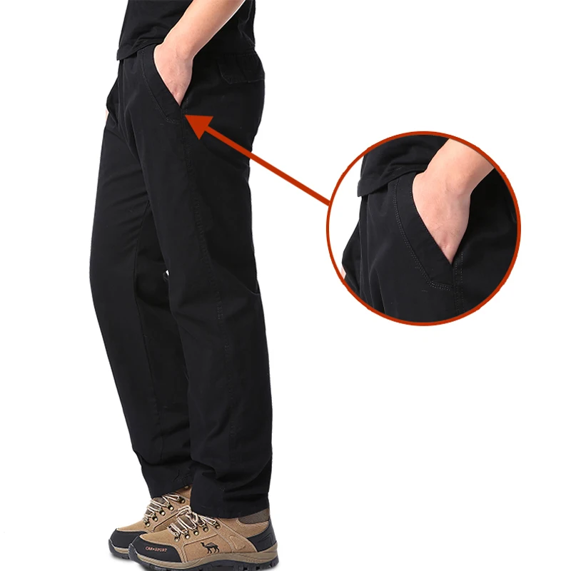 

Качественные мужские хлопковые повседневные брюки с несколькими карманами, свободные повседневные прямые брюки для бега, брюки для бега