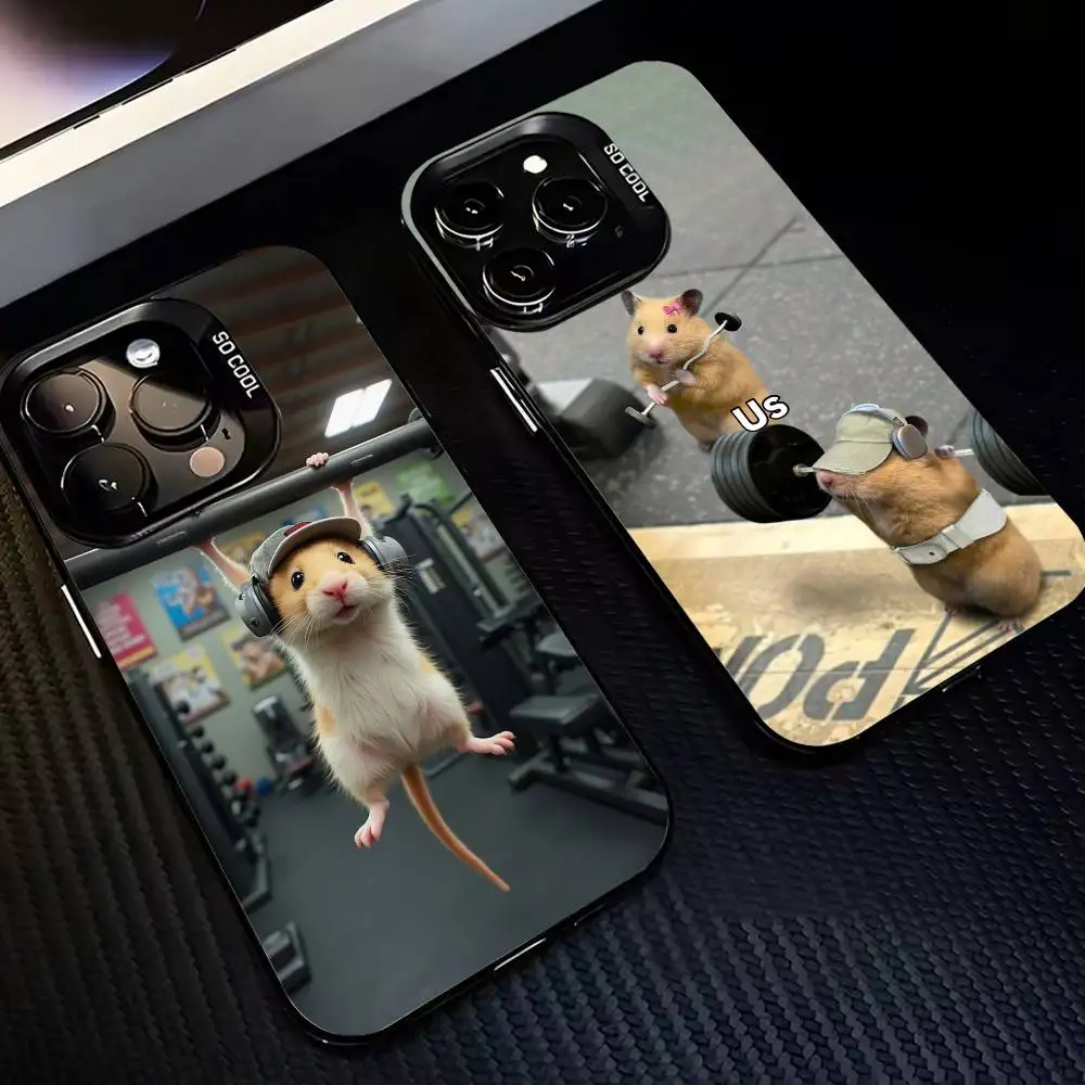 

C-Cute G-Gym Hamster Phone Case For iPhone17,16,15,14,13,12,11,Pro,MAX White Matte Shockproof Cover