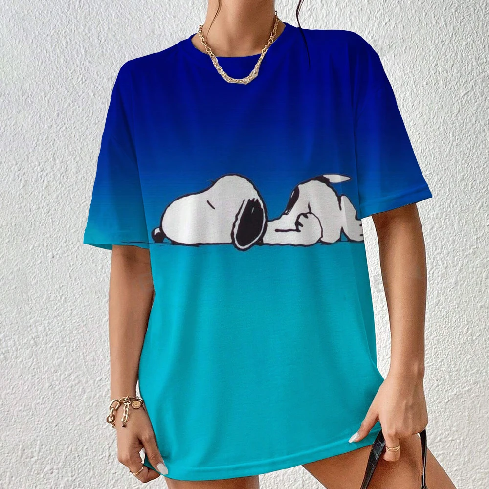 Women\'s Snoopy T Shirts Summer Casual Short Sleeve Harajuku Korean Style Tops Disney 3D Print Kawaii Female T-shirt Woman Top