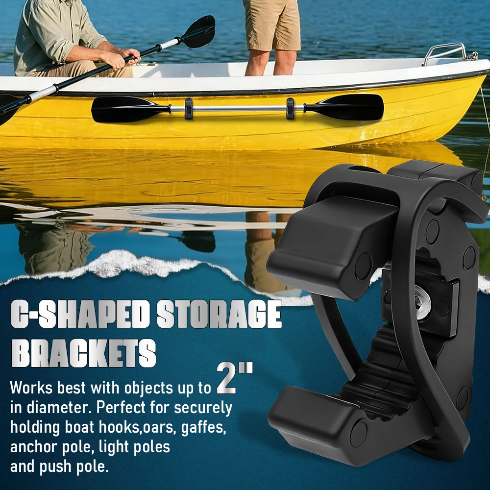 Boat Paddle Hook Holder Oar Quick Release Mount Bracket with Rubber Strap Anchor Pole Spring Clips Offroad Tool Mounting Kit