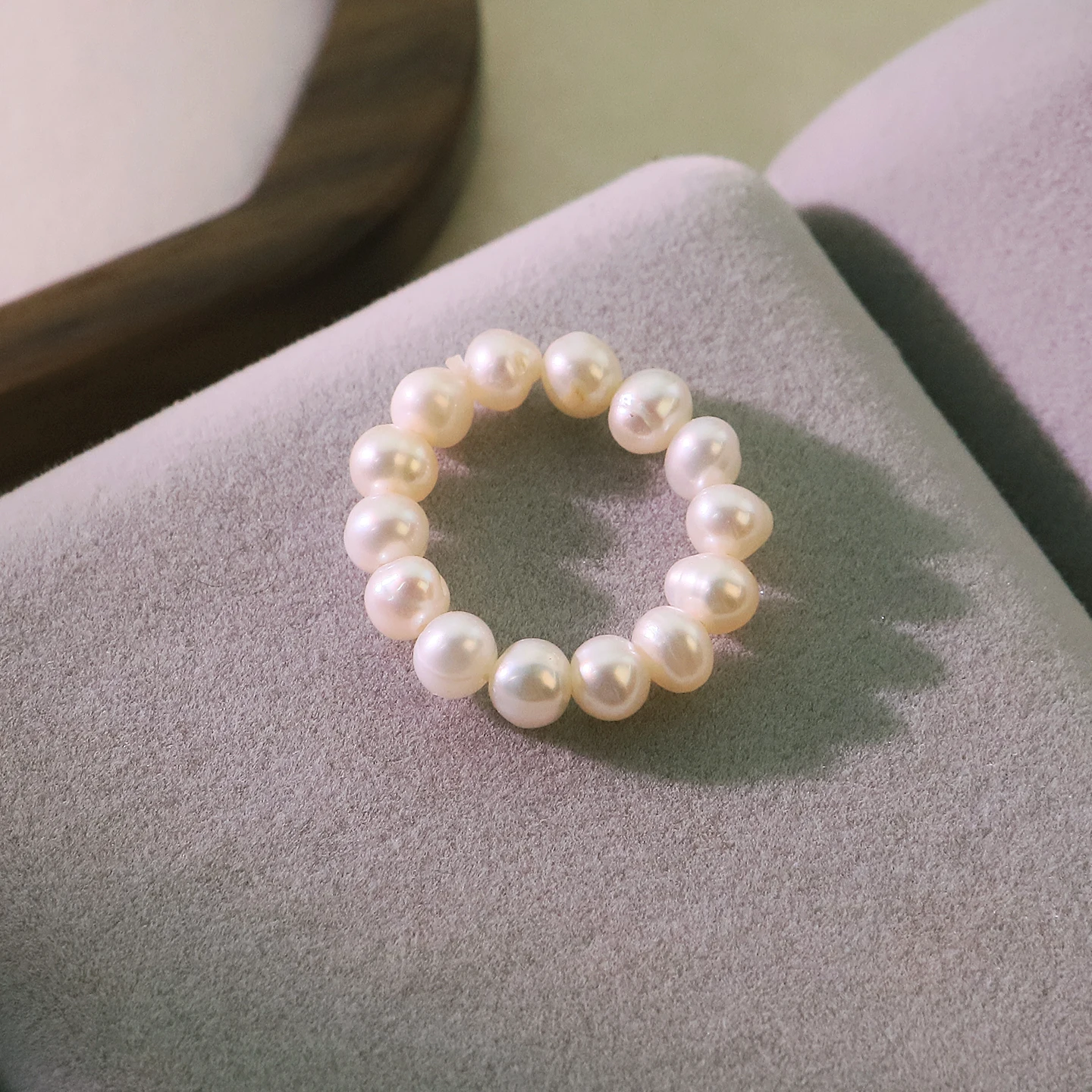 White Natural Freshwater Pearl Beaded Stretch Ring for Women Daily Office Wedding Minimalist Bridal Ring Fashion Korean Jewelry