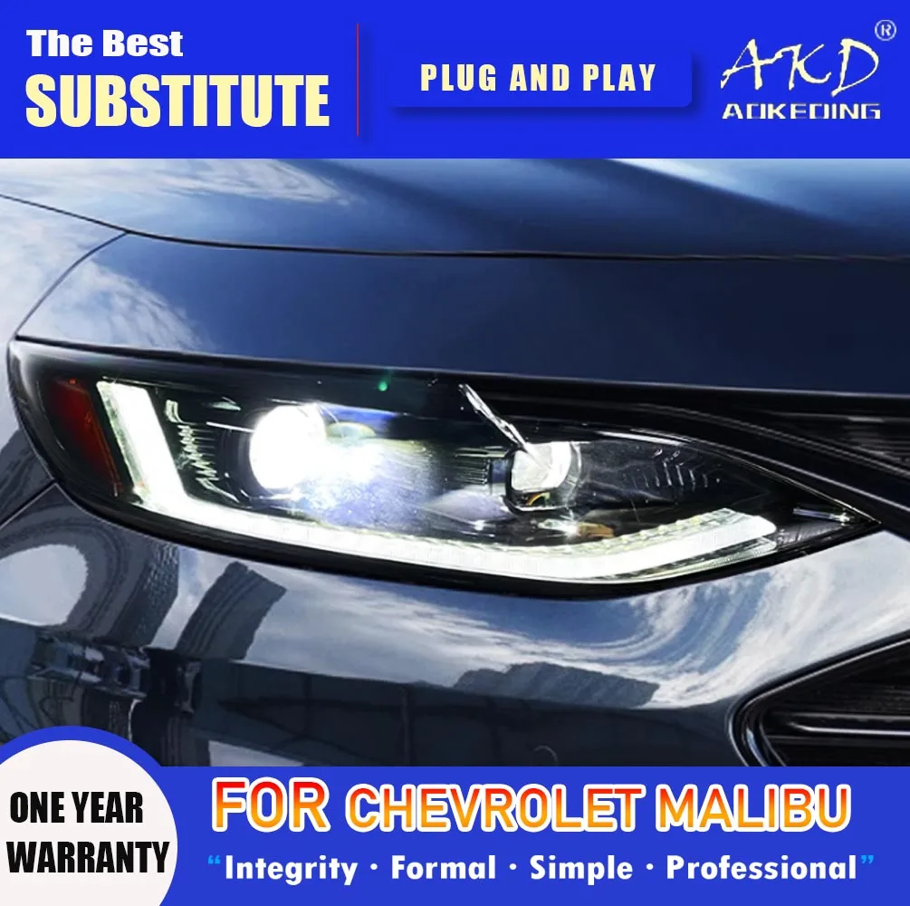 

AKD Head Lamp for Chevrolet Malibu XL LED Headlight 2019-2022 Headlights DRL Turn Signal High Beam Angel Eye Projector Lens