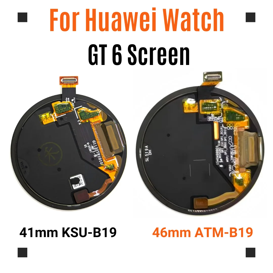 For Huawei Watch GT 6 41mm KSU-B19,46mm ATM-B19  LCD Screen Display Touch Digitizer Replacement AMOLED Full Assembly - view 2