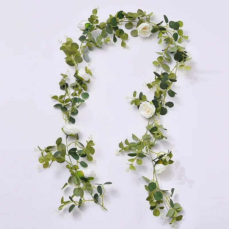 

Simulation Rose with Fruit Vines Silk Fake Flowers Plant Wedding Decoration Artificial Eucalyptus Leaves Vine Green Plant Floral