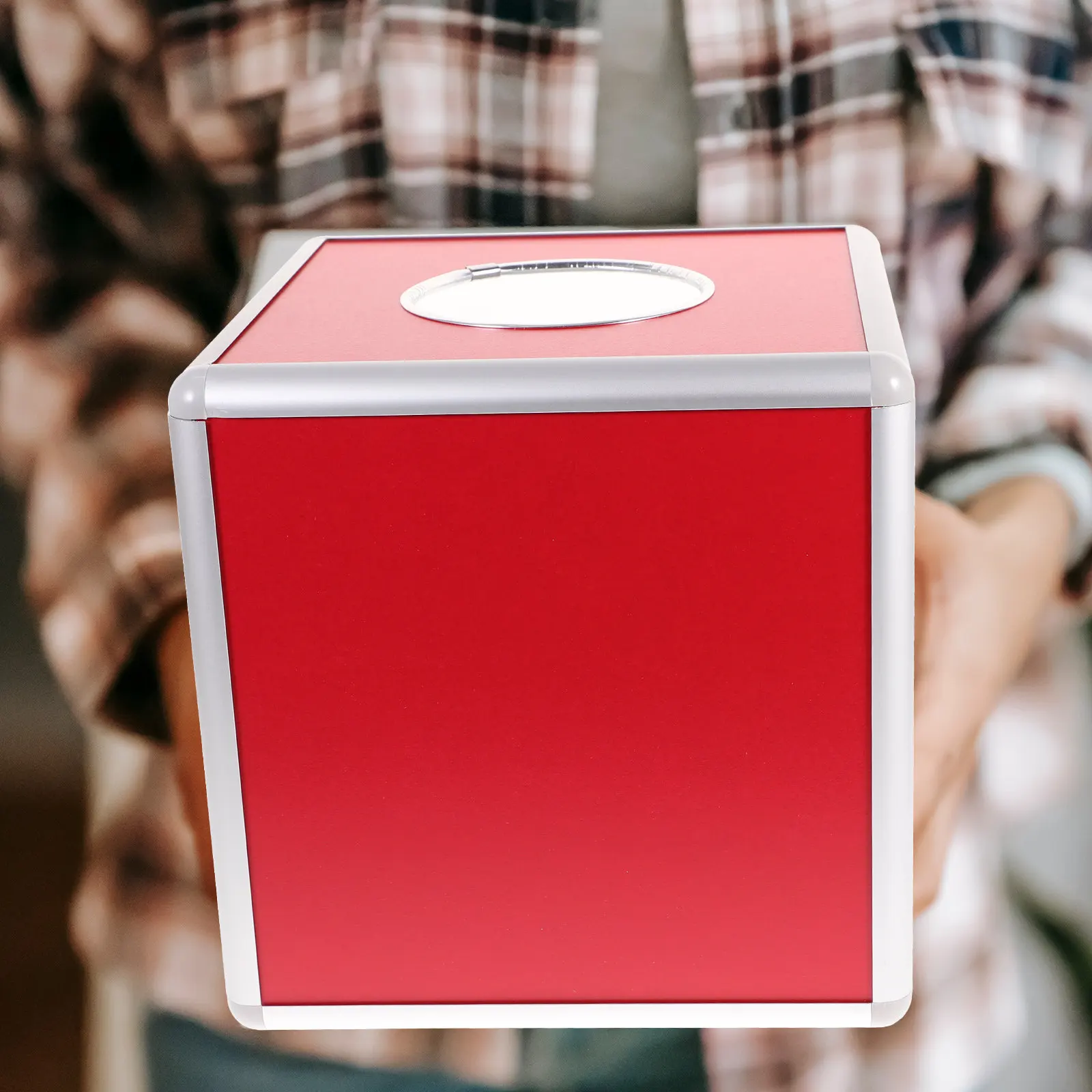 Lottery Box Raffle Ticket Storage Box Aluminum Alloy Donation Holder Organizer for Events Fundraising Contests Business Meetings
