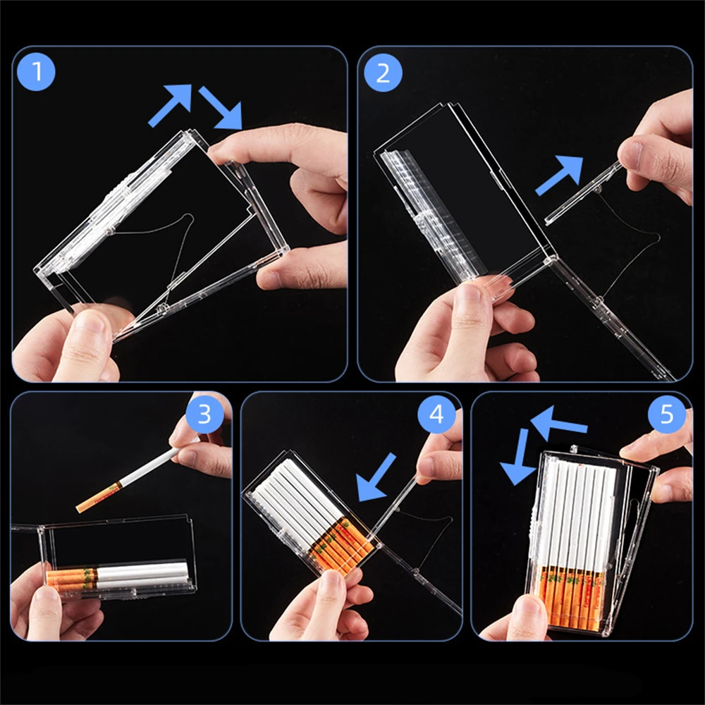 1pcs Fashion Creative Transparent Automatic Pop-Up Cigarette Case Best-Selling Cigarette Case Fine Smoke 20 Sticks Pink