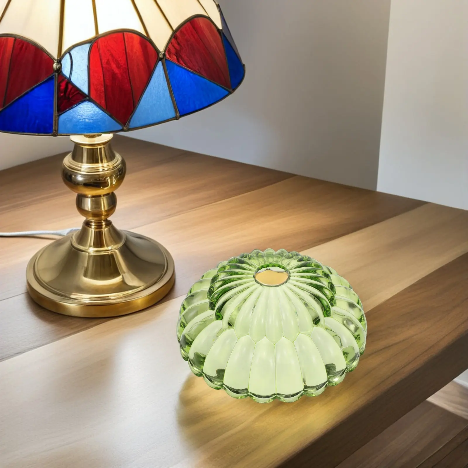 

Green Glass Pendant Lamp Shade Vintage Handmade Design with Scented Function for Bedside Desk Table Lamp E27 Socket Ambient