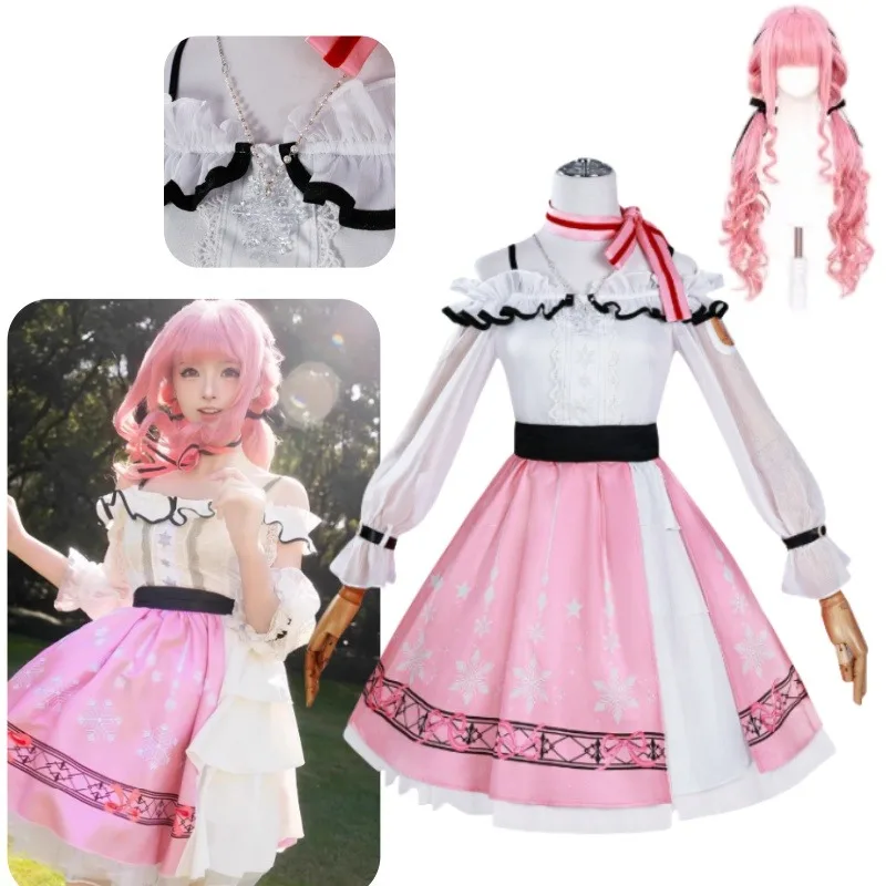 

Game Infinity Nikki Cosplay Costume Sweet Pink Lolita Dress Wig Suit Women Girl Halloween Carnival Party Roleplay Skirt Outfit