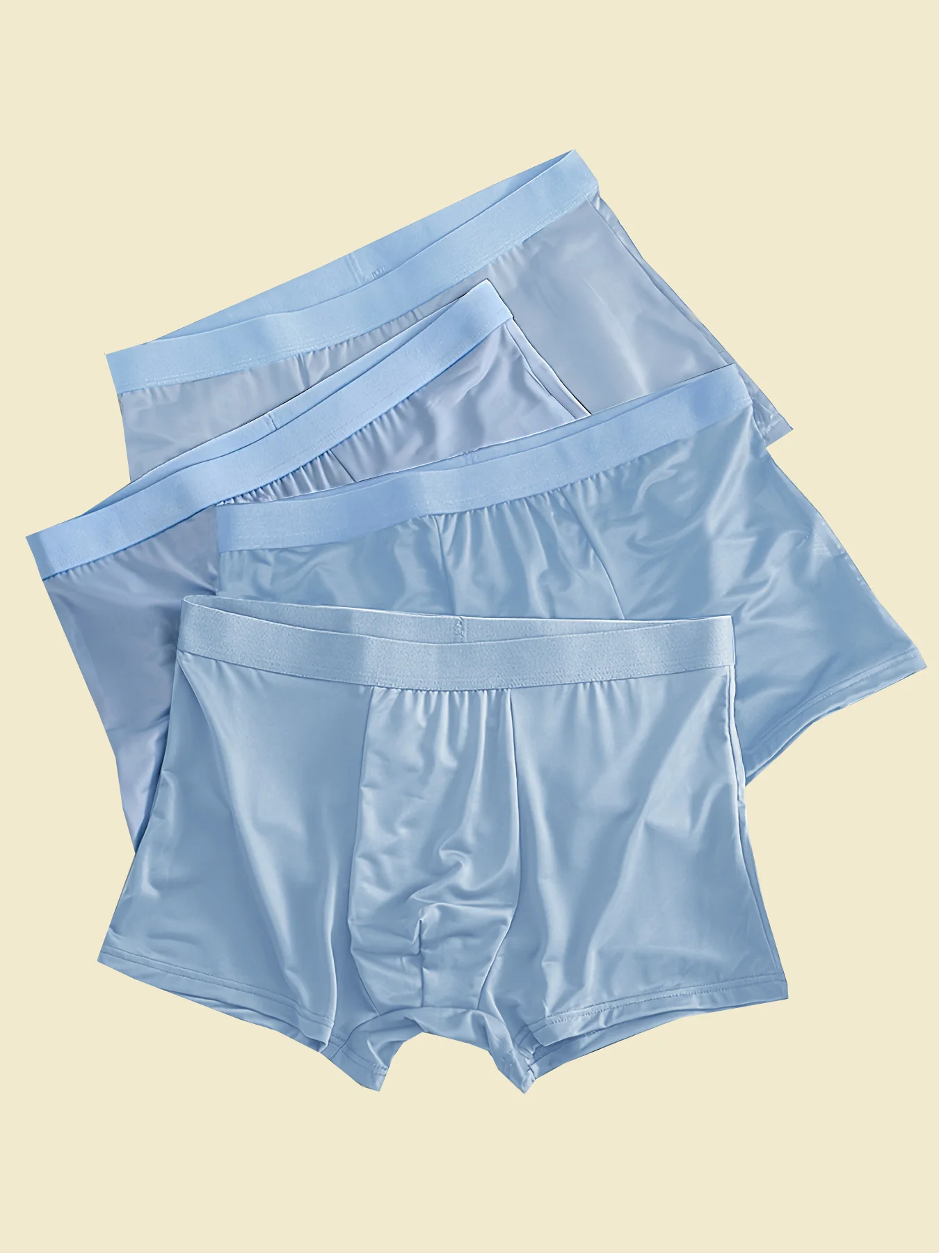 

4-piece light blue men's underwear made of ice silk fabric, a must-have summer cool and ice-like men's four-corner underwear