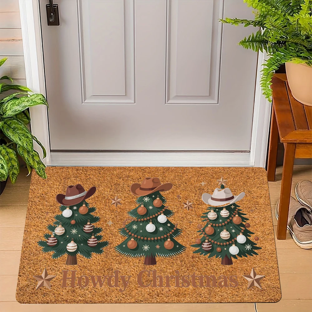 Christmas Carpet Cartoon Dwarf Door Mat Red Santa Claus Floor Mat Holiday Decoration Indoor and Outdoor Foot Mat Absorbent Mat