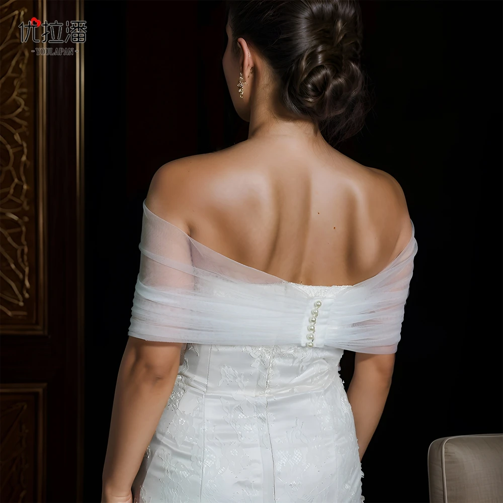 YouLaPan, Bolero de noche para mujer, chal corto para novia, fila única de accesorios de boda de perlas, extraíble, personalizable, VG73