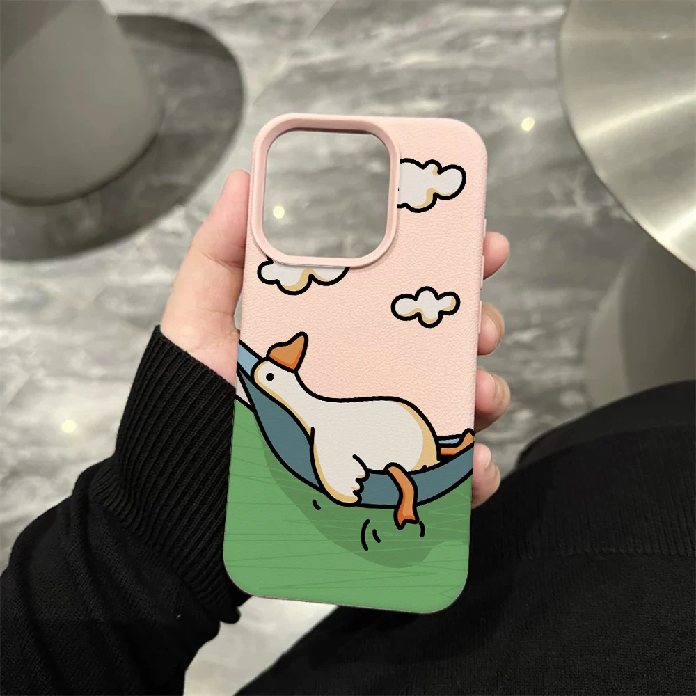 Flachliegende Weiße Enten-Handyhülle für iPhone 17 16 15 14 13 12 Pro Max 16 15 14 Plus 17 16 15 14 Pro 17Air Silikon-Matt-Cover – Detail 7