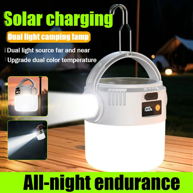 

Rechargeable Solar Dual Light Source Lantern Lightweight Waterproof Perfect for Camping and Outdoor Activities Emergency Lamp