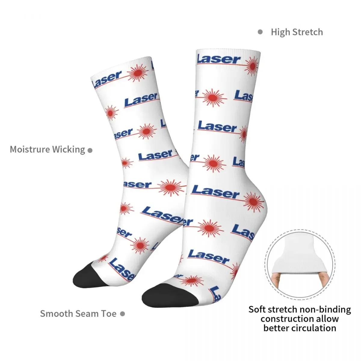 Laser SailBoat Logo Socks Harajuku High Quality Stockings All Season Long Socks Accessories for Man's Woman's Birthday Present