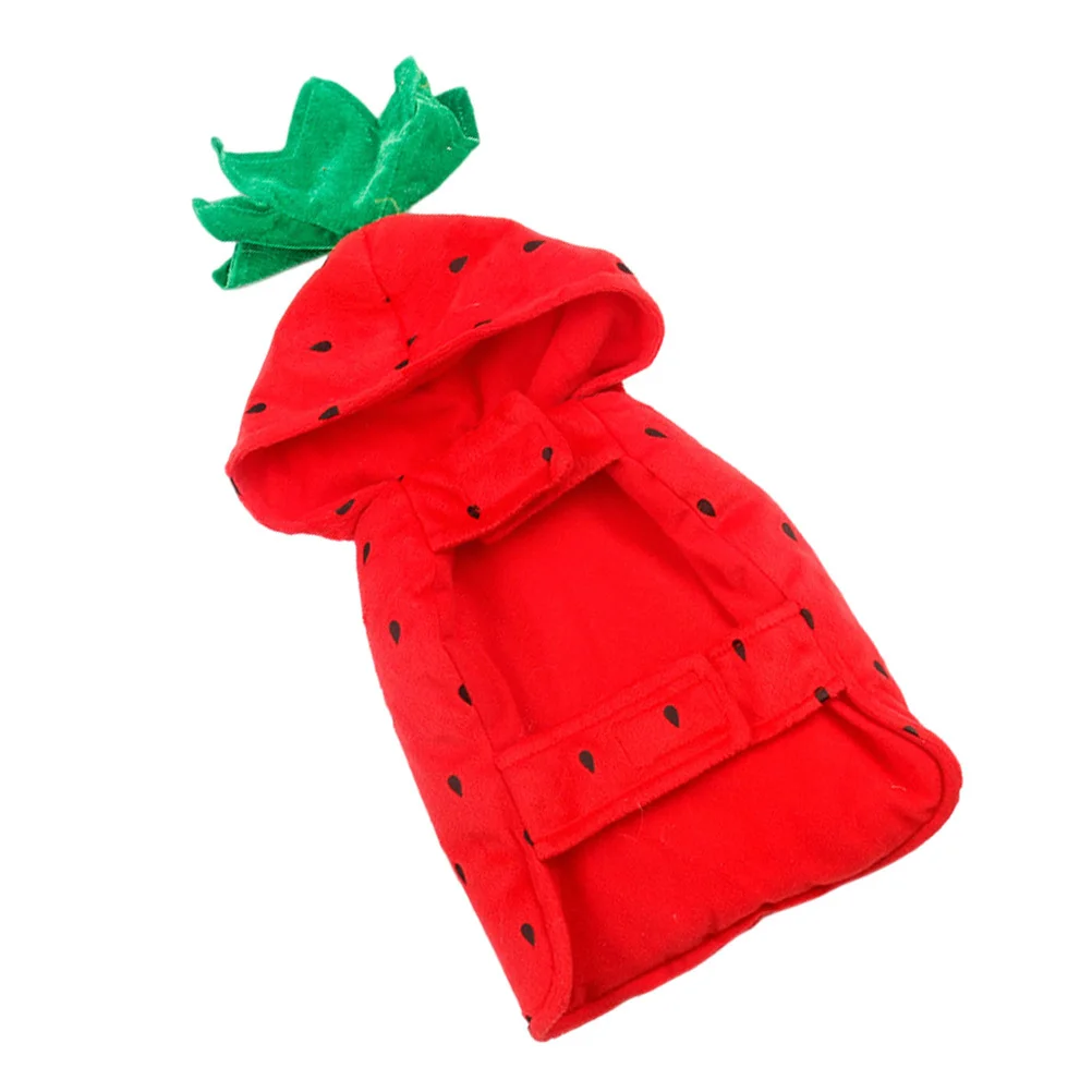 

1pc Strawberry Costume For Small Dogs Cats Puppy Furry Fruit Outfit Dog Halloween Apparel Pet Clothing Dog Hoodie Pet Supplies