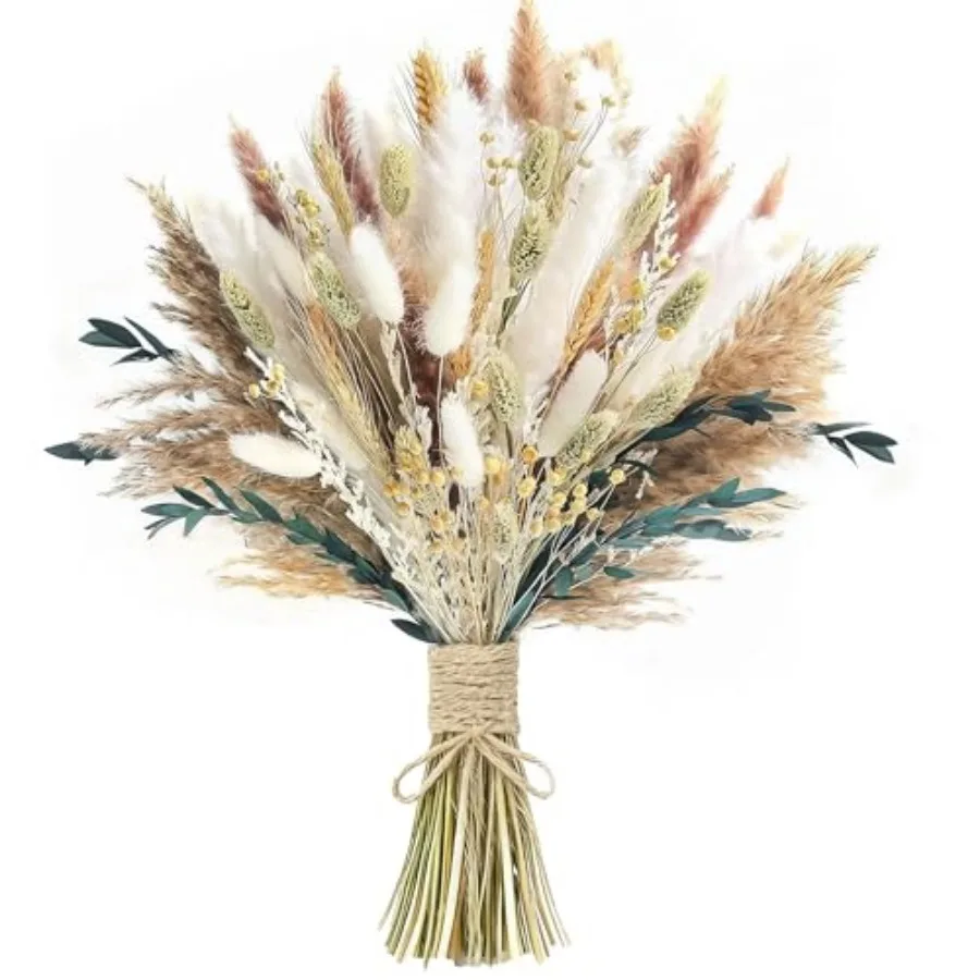 

126pcs Dried Pampas Grass Decorations, Dried Flowers Bouquet, Reed Grass Bouquet for Boho Floral Wedding, Bedroom, Rustic Farmh
