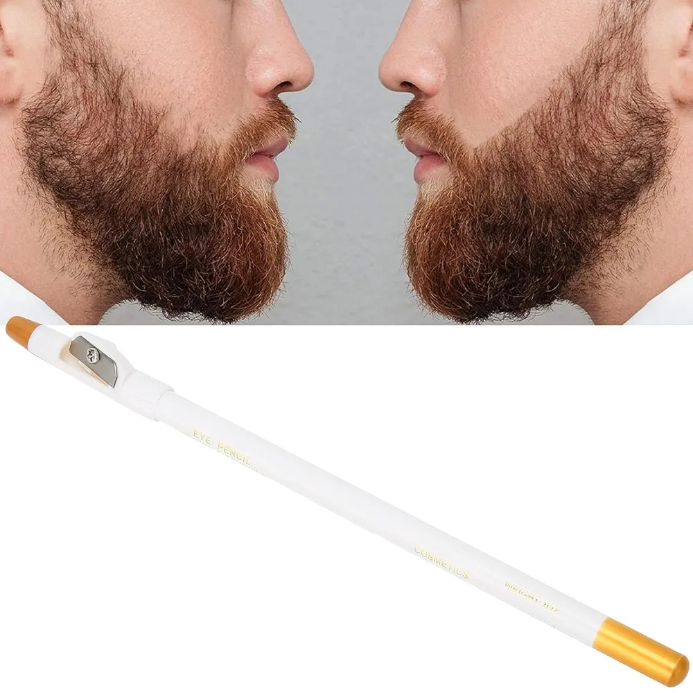2pcs Professional Minerals Beard Lineup Pen With Sharpener White Color White Hairline Pen Easy To Use Beard Liner Pen