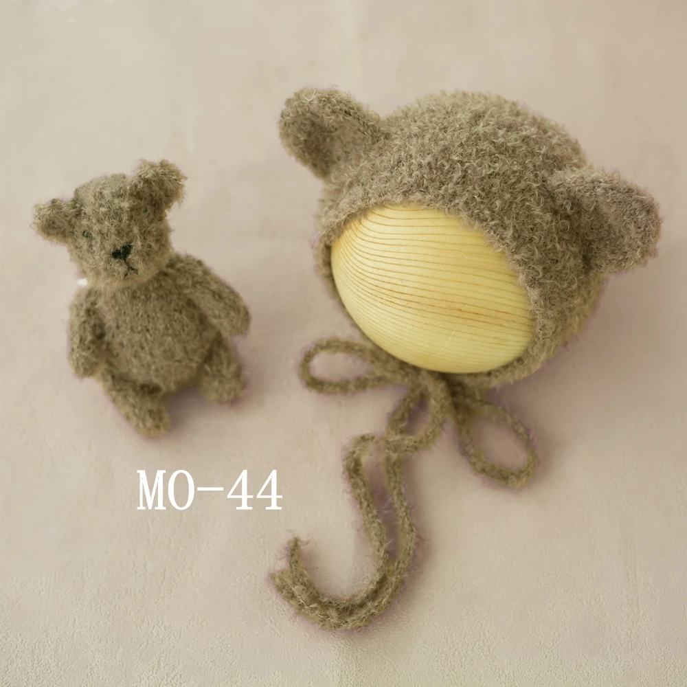 Baby Boy Hat and Bear Toys Newborn Photography Props Beanie Baby Bear Hat Infant Girl Bonnet Newborn Photography Accessories