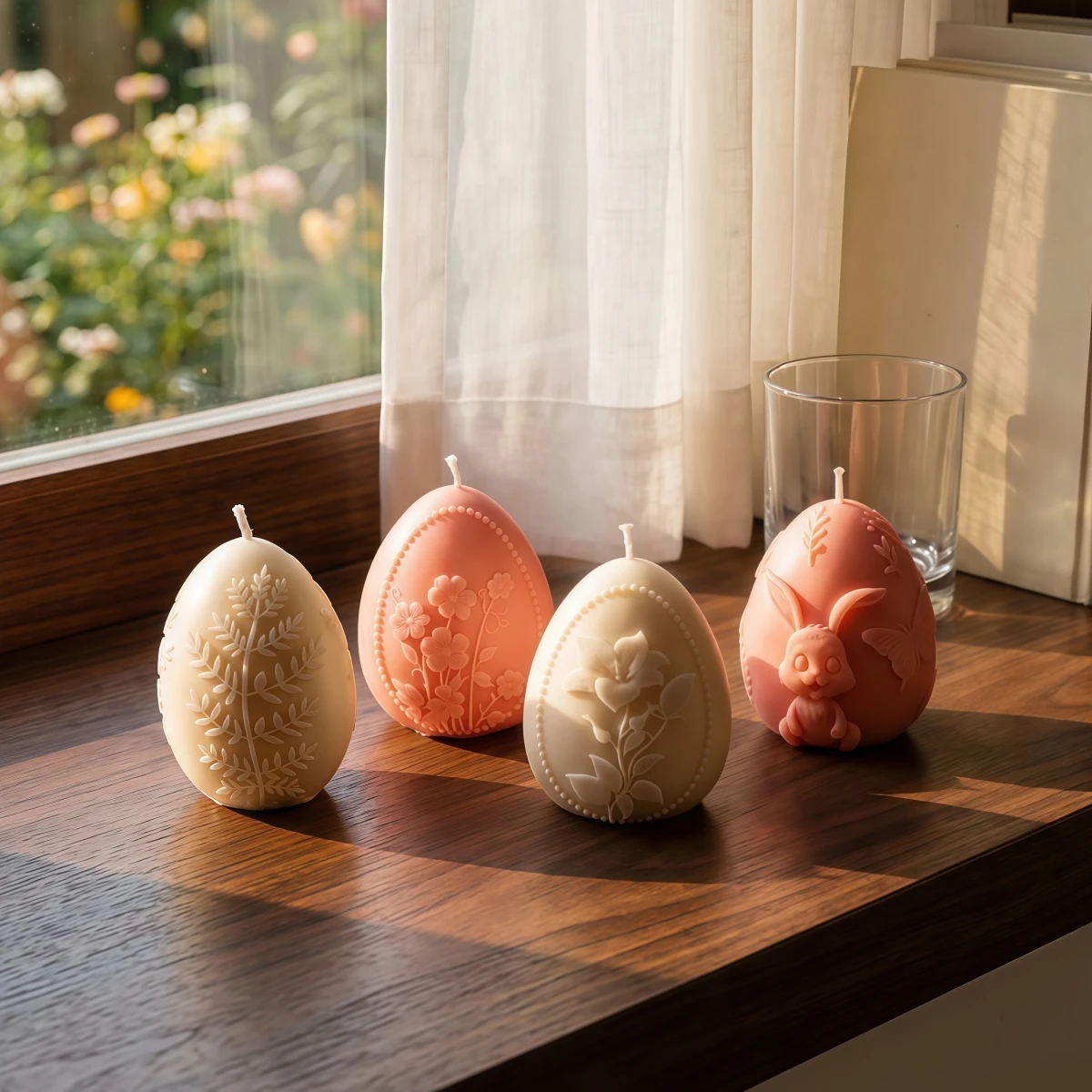 

Embossed Floral Egg Candle Silicone Mold 3D Rabbit Flower Egg Scented Candle Plaster Craft Molds DIY Easter Gift Home Decor
