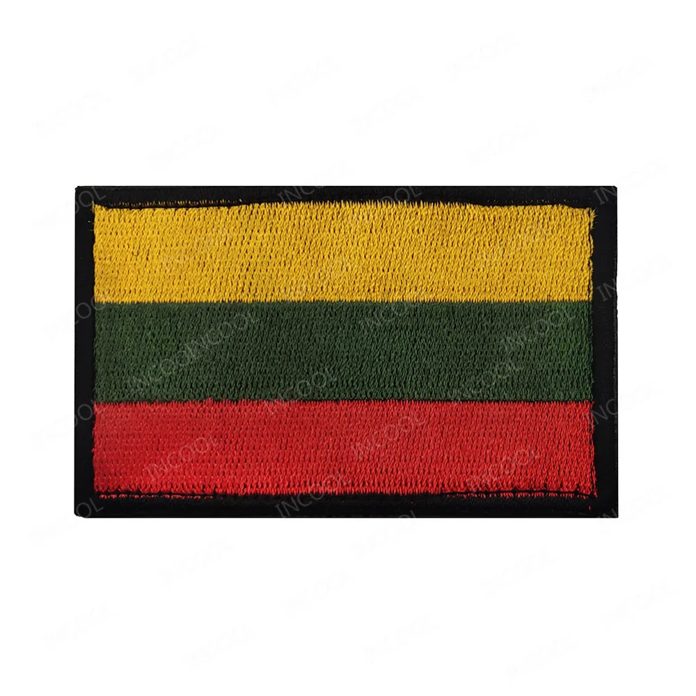 Lithuania Flag Embroidered Patches National IR Reflective Lithuanian Flags Armband PVC Rubber Decorative Patch For Clothing Cap