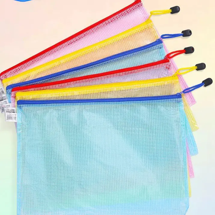 5pcs Transparent Zipper Storage Bag A3 A4 5 Plastic Mesh Waterproof Storage for Files Toys Stationery for Office Home Travel Use