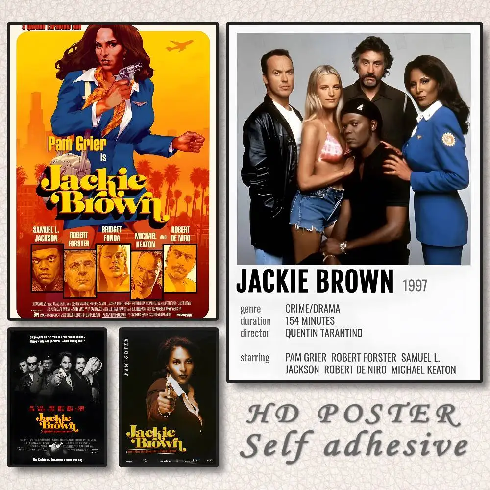 Film J-Jackie Brown Poster Selbstklebende Kunst Wasserdichter Papieraufkleber Kaffeehaus Bar Wohnheim Zimmer Wanddekoration